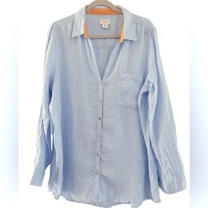 EUC Women’s Sigrid Olsen 100% Linen Light Blue Size XL
